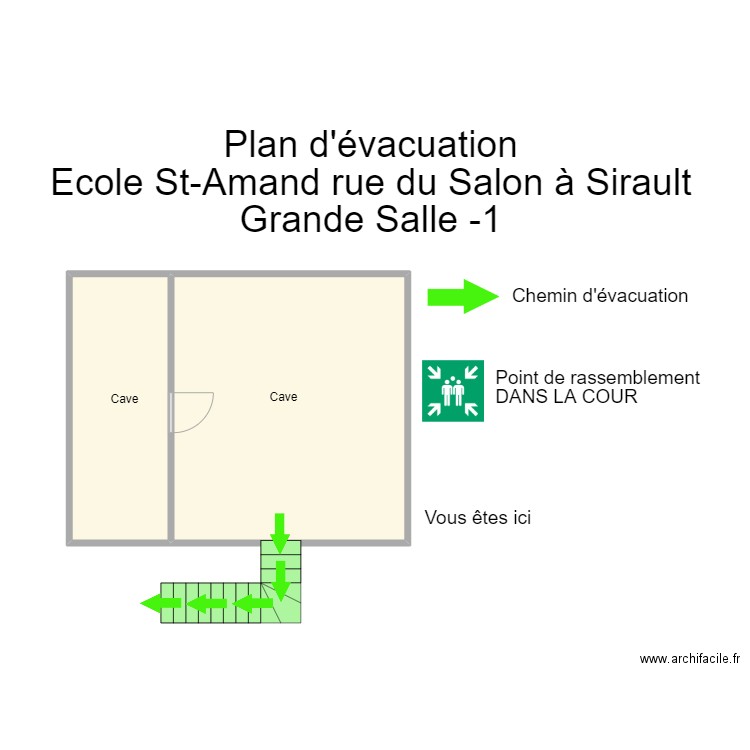 St Amand Grande Salle -1. Plan de 2 pièces et 35 m2
