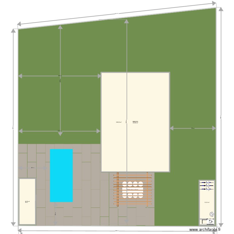 Piscine 2021. Plan de 4 pièces et 856 m2