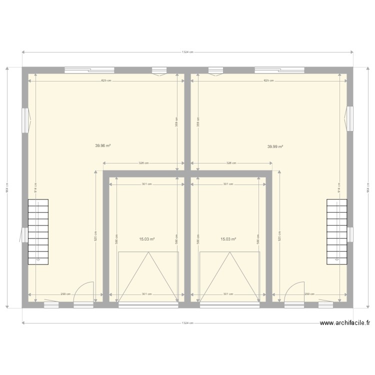 maison jumelée. Plan de 0 pièce et 0 m2