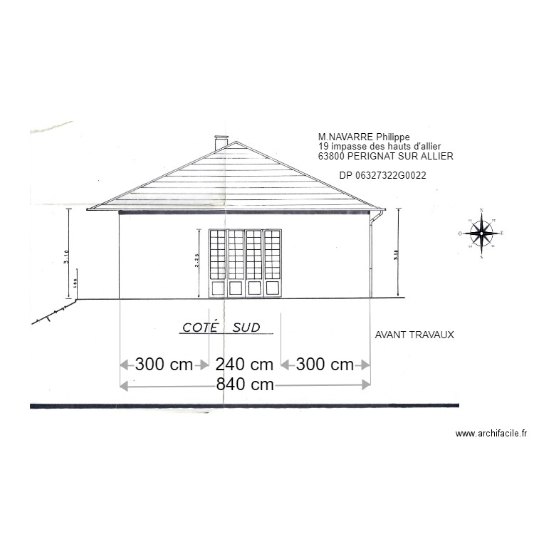 PERIGNAT façade sud avant travaux . Plan de 0 pièce et 0 m2