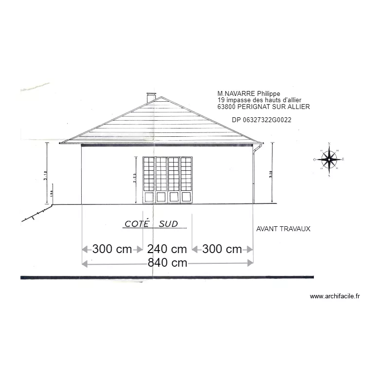 PERIGNAT façade sud avant travaux . Plan de PERIGNAT façade sud avant travaux . Plan de