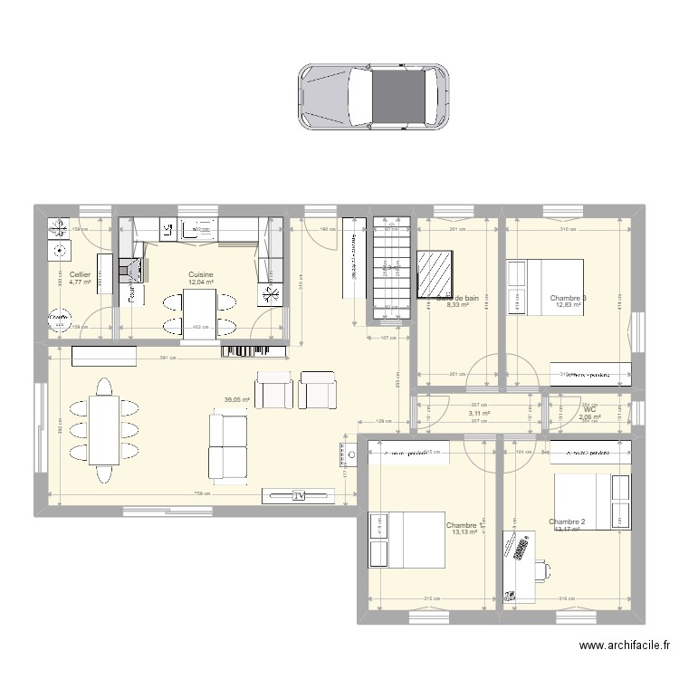 Projet chemin de canto perdrix vero. Plan de 10 pièces et 111 m2