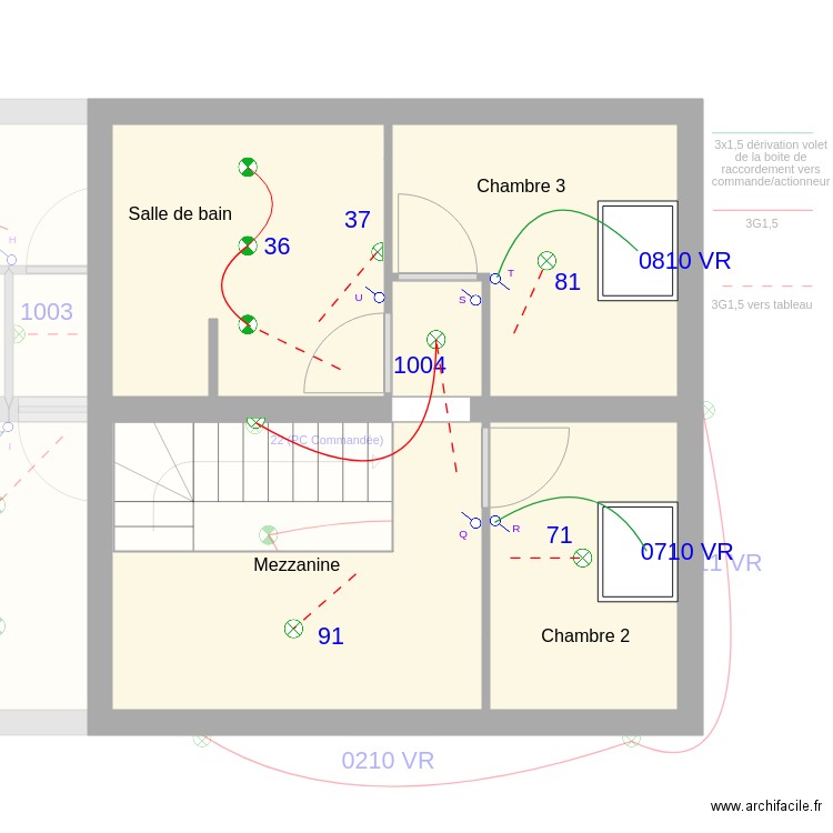 Marquer. Plan de 12 pièces et 87 m2