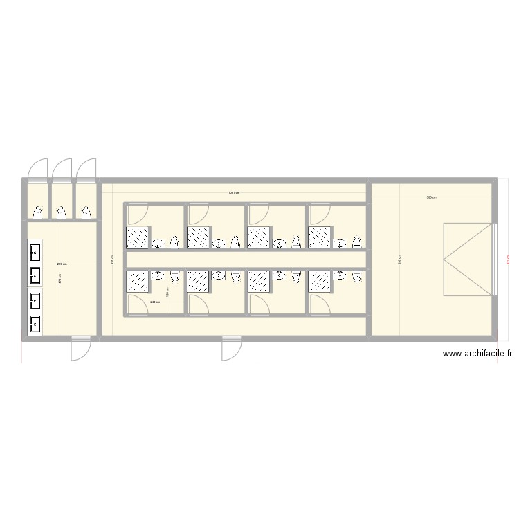 SILENCE MIDI PROJET SANITAIRES EXT. Plan de 14 pièces et 112 m2