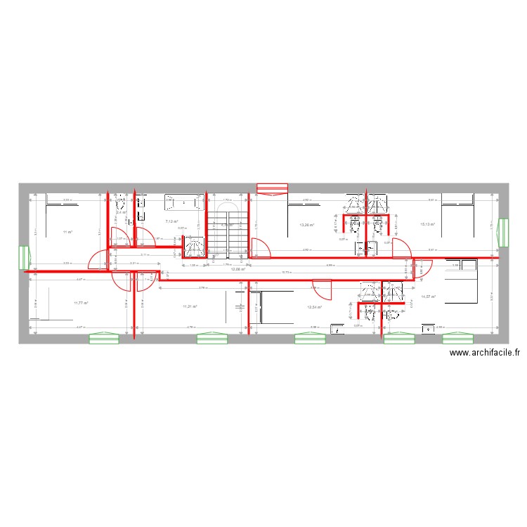 LASSUS étage 2. Plan de 11 pièces et 116 m2