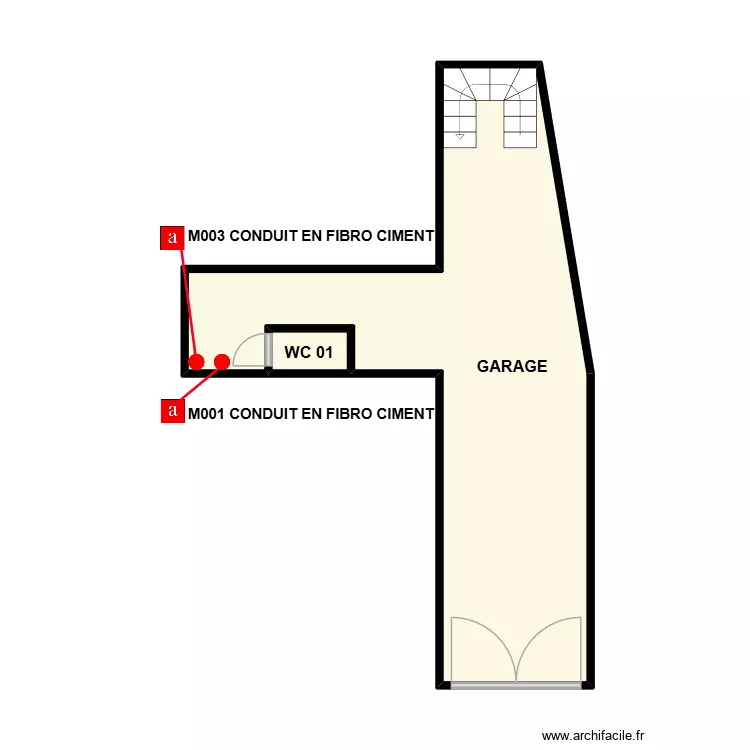 PLAN RDC VAUVERT MI. Plan de 2  et 25 m²