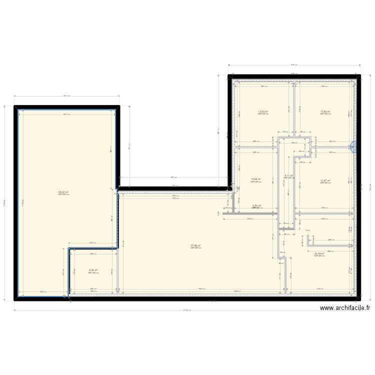 plan chambre . Plan de 10 pièces et 207 m2