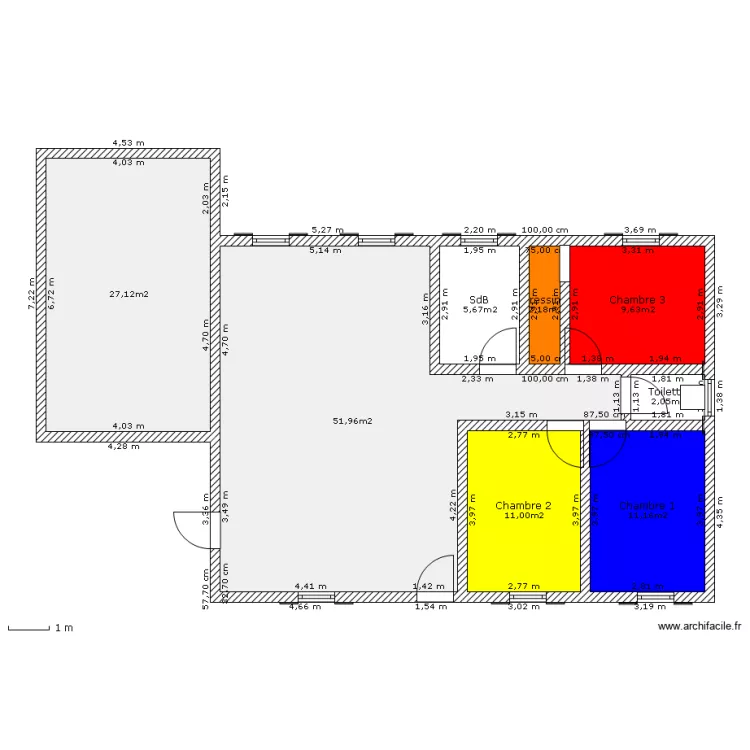 Maison de 90,59 metre carre. Plan de Maison de 90,59 metre carre. Plan de