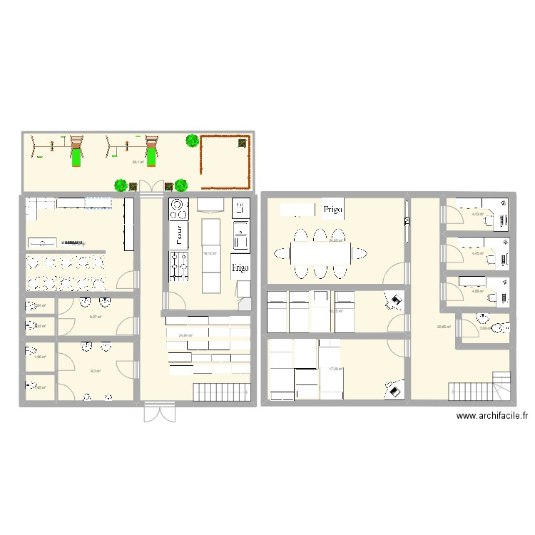 garderie. Plan de 0 pièce et 0 m2