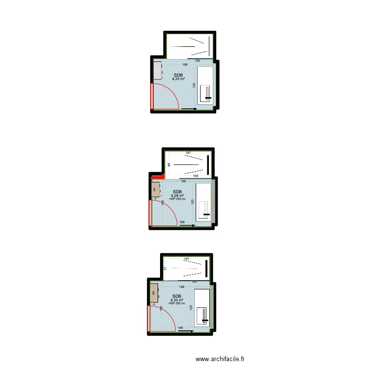 CHAMPAGNE. Plan de 4 pièces et 13 m2