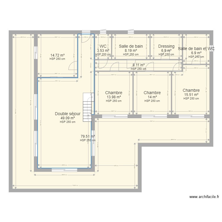 150m2 L V3. Plan de 27 pièces et 501 m2