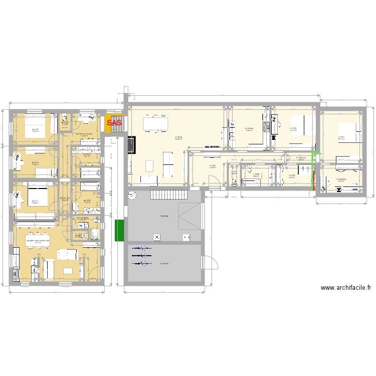 maison 2 CH appartement 3ch et remise vélos . Plan de 0 pièce et 0 m2