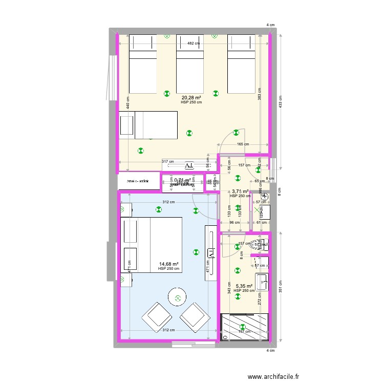 annexe Pernand v2.0. Plan de 5 pièces et 45 m2