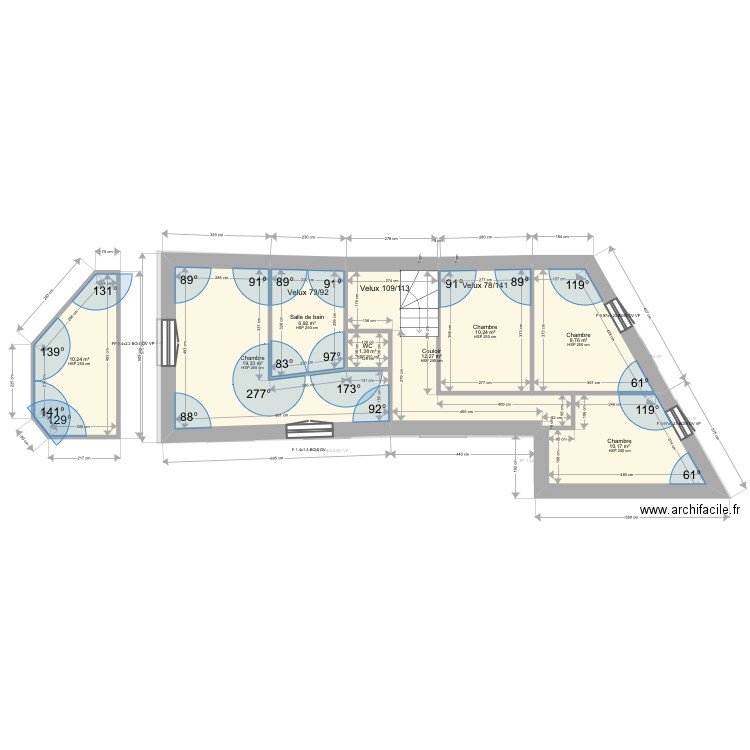 Joffray. Plan de 18 pièces et 183 m2