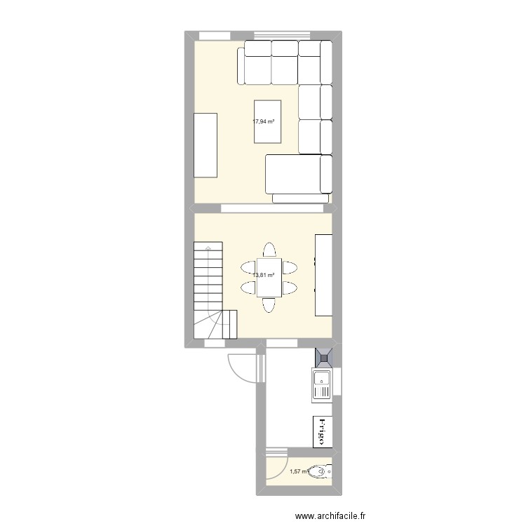 Lorie. Plan de 7 pièces et 73 m2