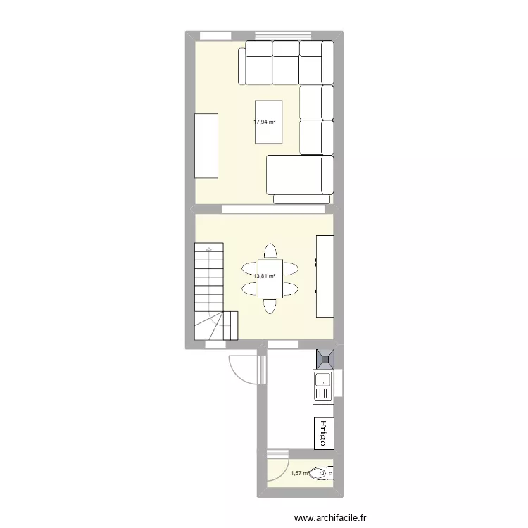 Lorie. Plan de 7 pièces et 73 m²
