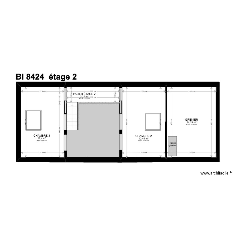 BI 8424.. Plan de 21 pièces et 186 m2