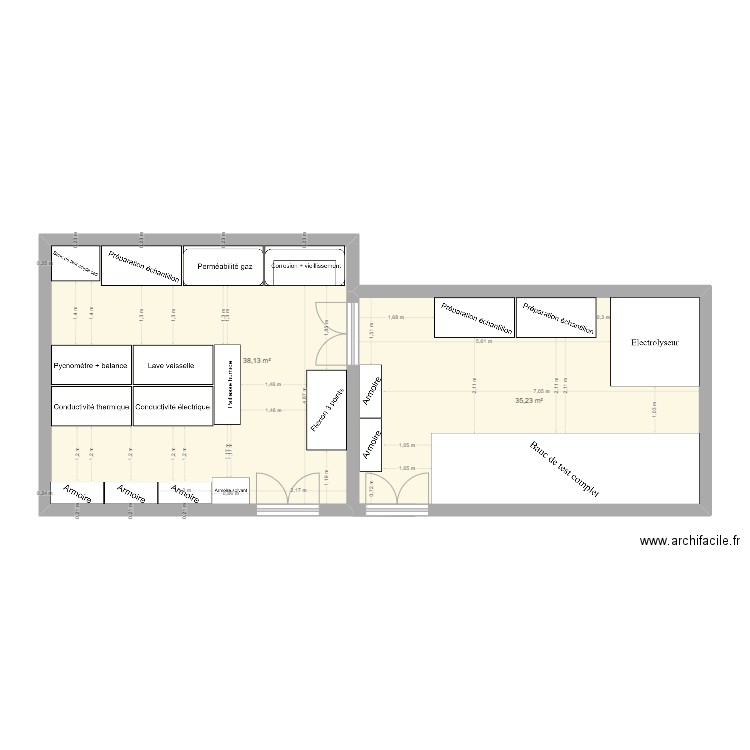 Lab H2 V2. Plan de 2 pièces et 73 m2