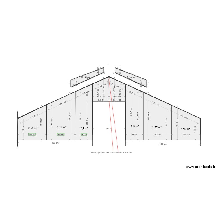 VERIERE GLARNER. Plan de 10 pièces et 22 m2