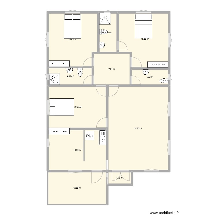 zogona20180611. Plan de 11 pièces et 130 m2