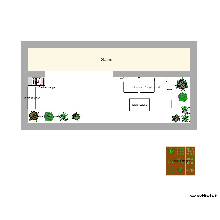 Terrasse maman. Plan de 1 pièce et 6 m2