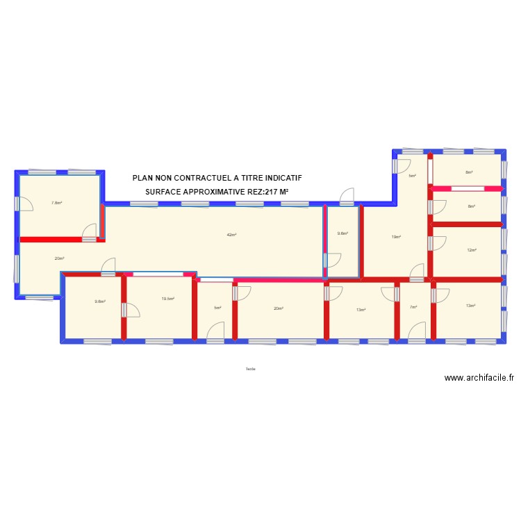 BRULY. Plan de 9 pièces et 219 m2