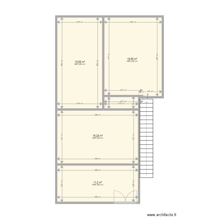 plateforme. Plan de 4 pièces et 62 m2