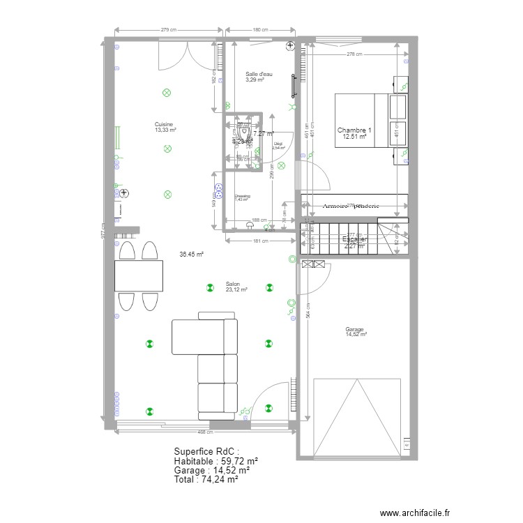 LES SABLES RdC. Plan de 0 pièce et 0 m2