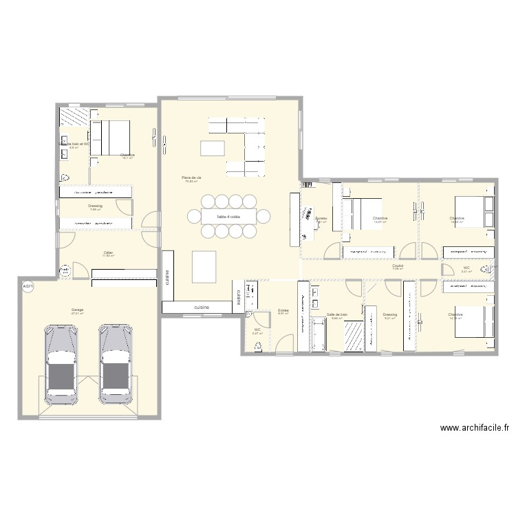 maison. Plan de 17 pièces et 251 m2