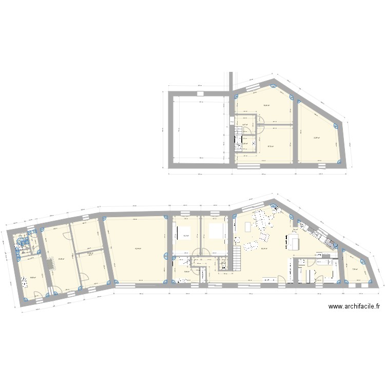 vignes. Plan de 15 pièces et 288 m2