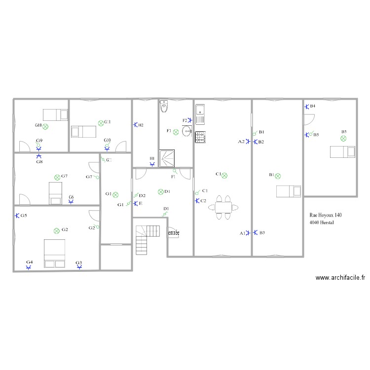 aport13 bis. Plan de 11 pièces et 261 m2