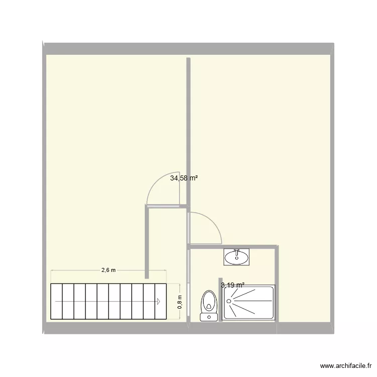 etage. Plan de 2  et 38 m²