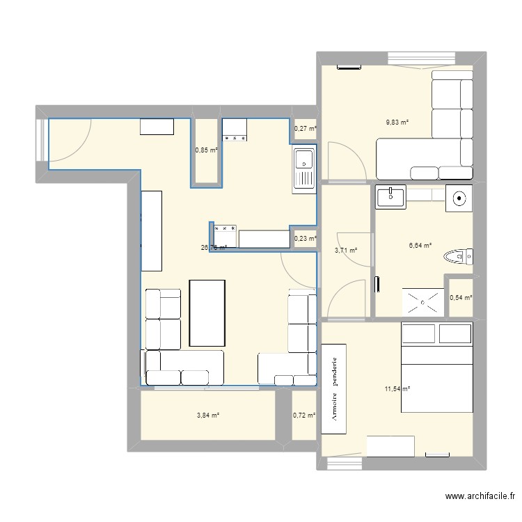 BOIS COLOMBES. Plan de 11 pièces et 65 m2