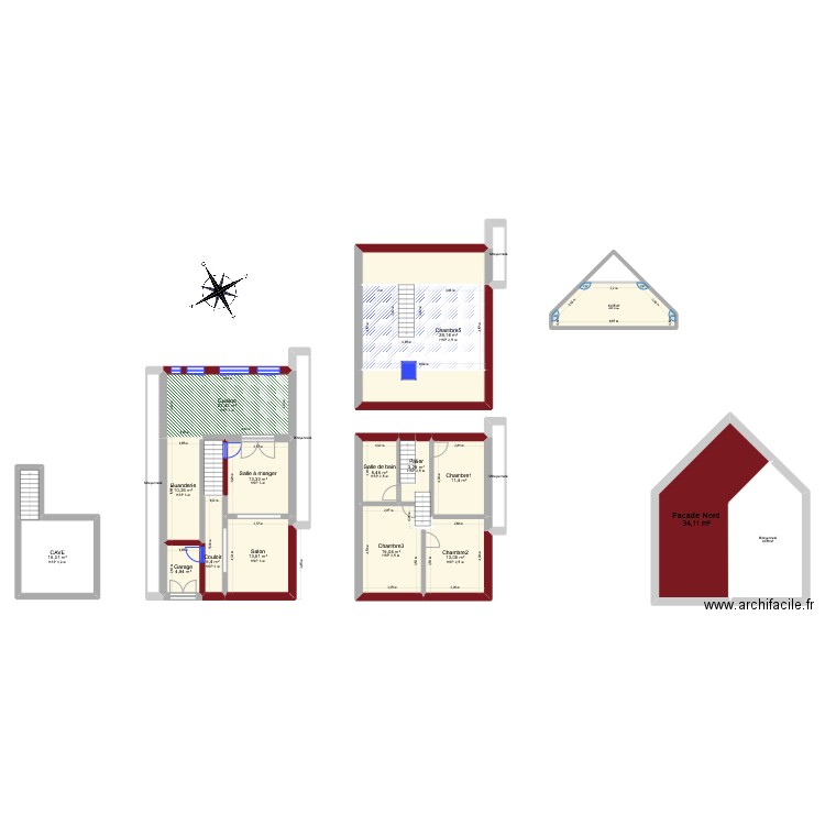 Begliomini et1. Plan de 28 pièces et 295 m2