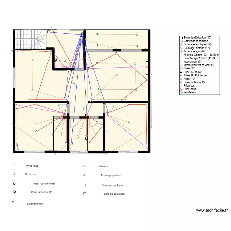 Rectification RDC maison L unifilaire. Plan de 