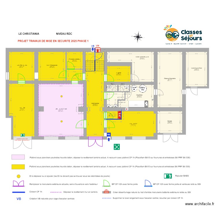 Christiania RDC PROJET PHASE 1. Plan de 17 pièces et 244 m2