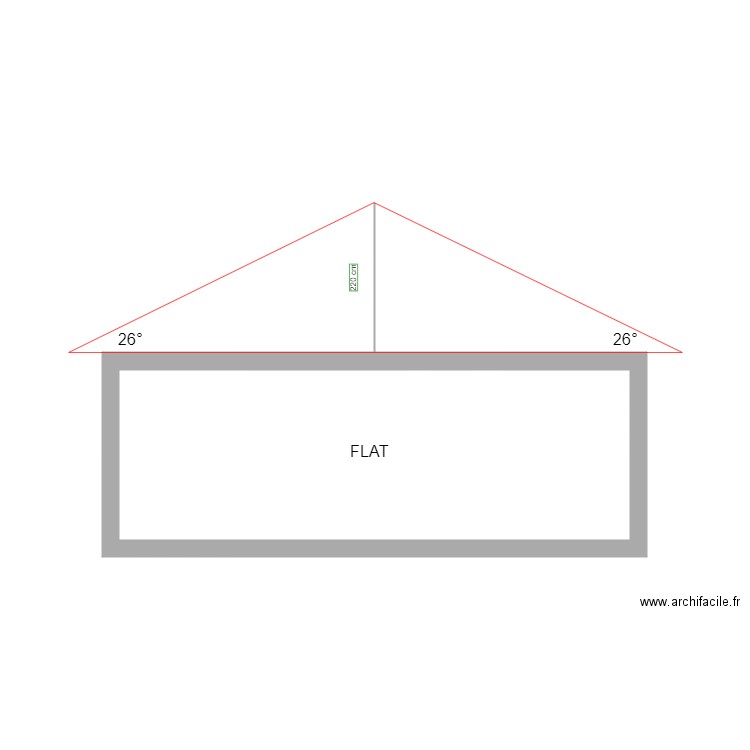 flat roof slope. Plan de 1 pièce et 19 m2