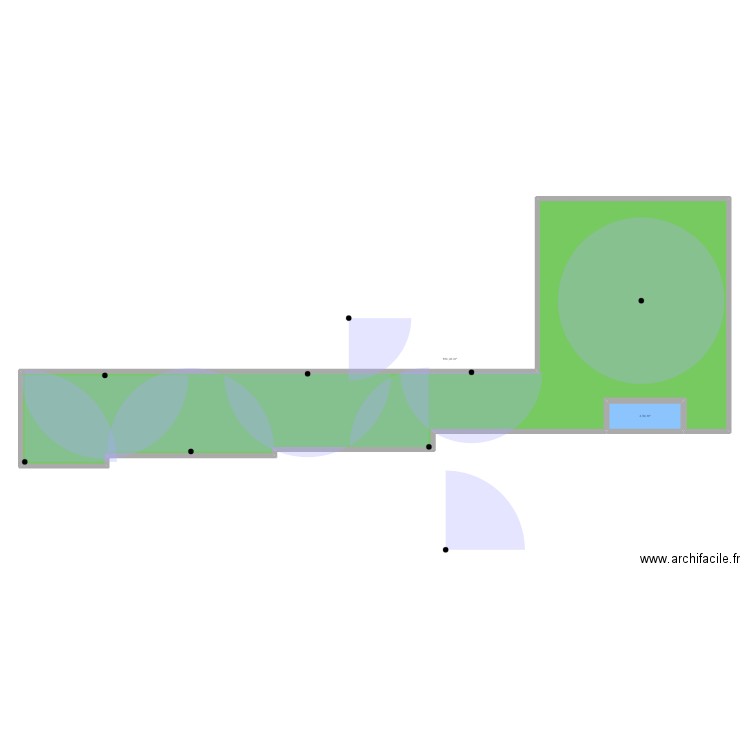 Jardin. Plan de 2 pièces et 189 m2