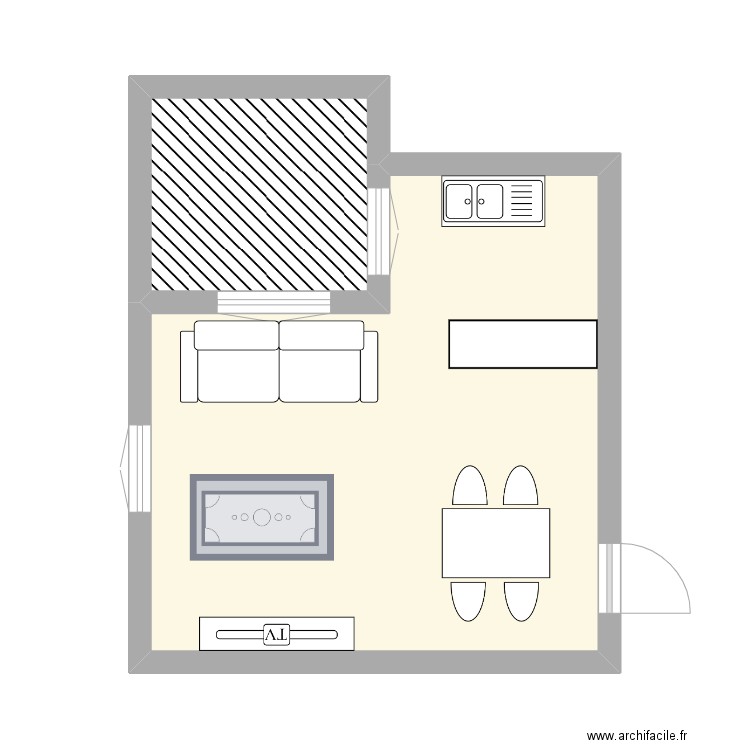 roissie en brie. Plan de 2 pièces et 29 m2