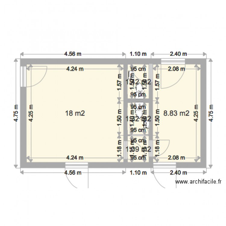 RDC bastide droite cotation. Plan de 0 pièce et 0 m2