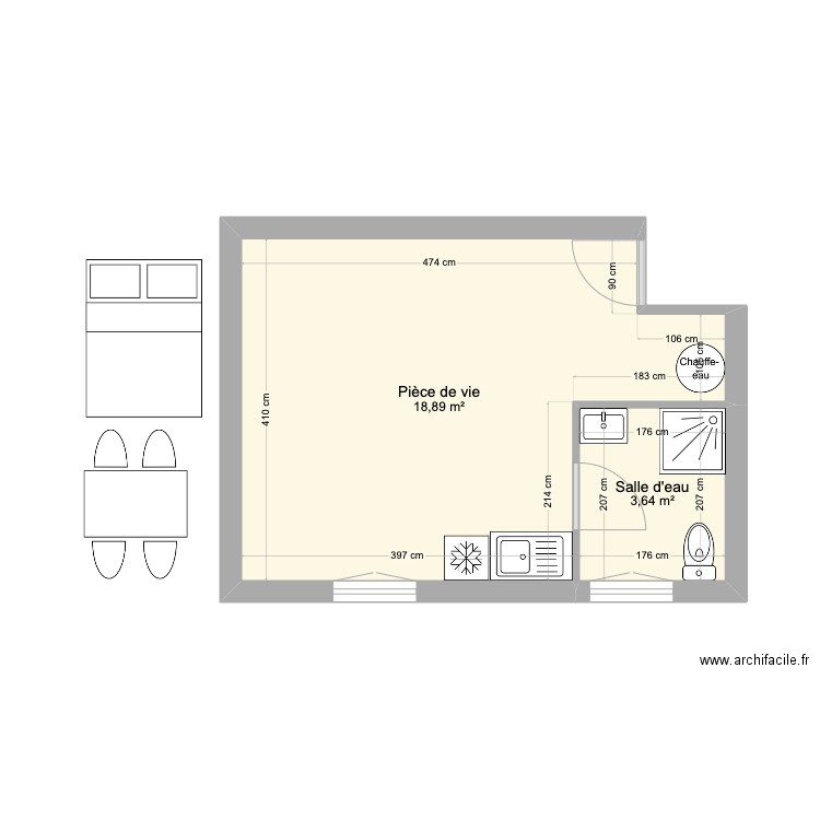 Appartement 11. Plan de 2 pièces et 23 m2