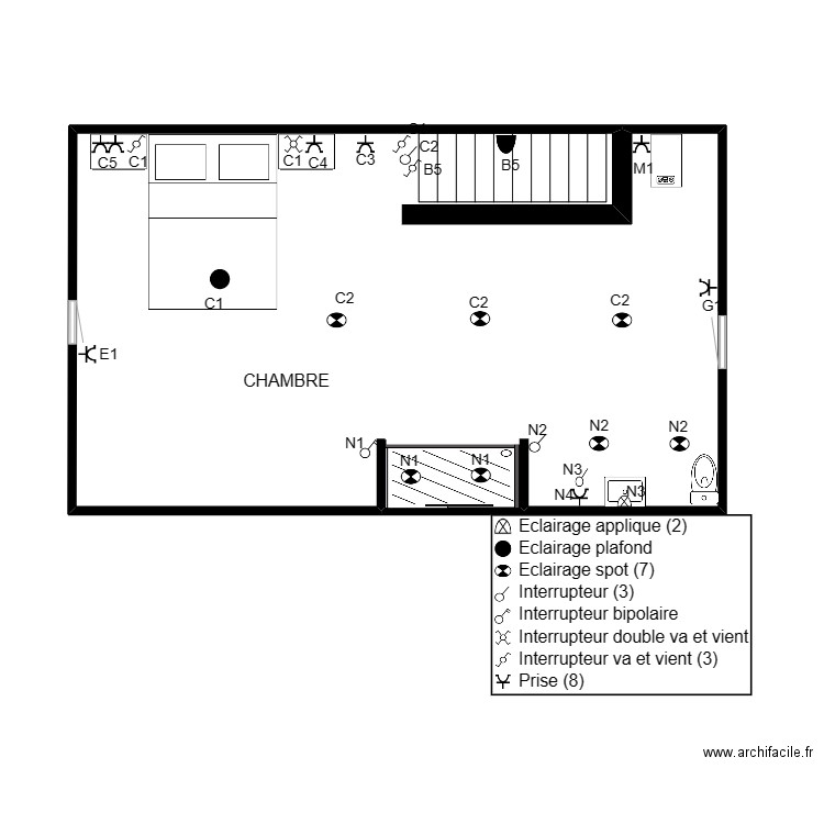 JENANE. Plan de 1 pièce et 45 m2