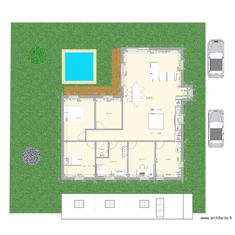 Maison L. Plan de 8 pièces et 132 m2