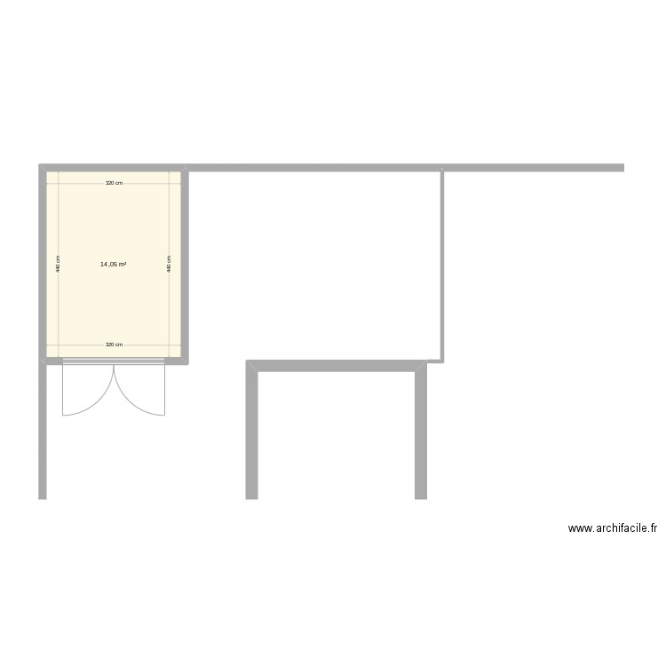  garage angle. Plan de 1 pièce et 14 m2