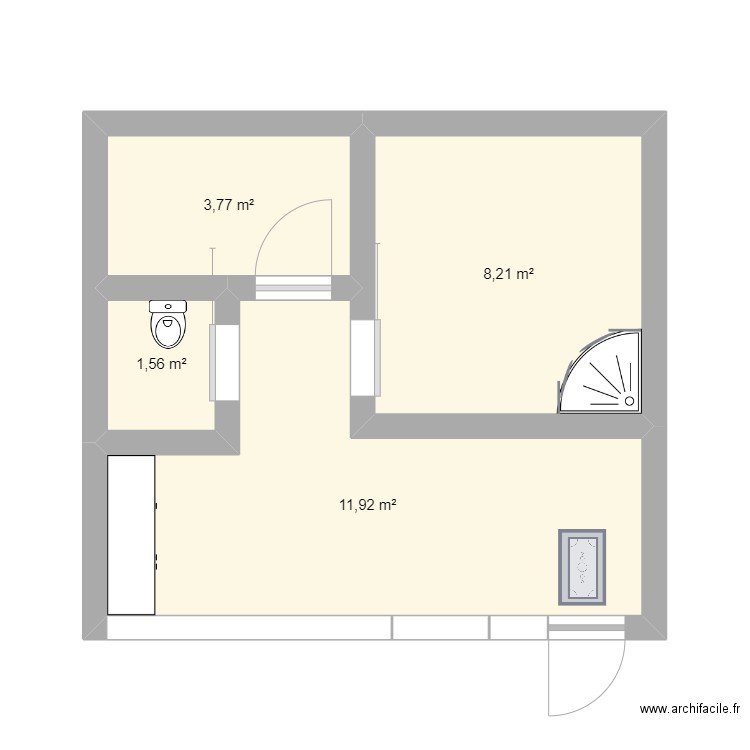 salon esthétique . Plan de 4 pièces et 25 m2