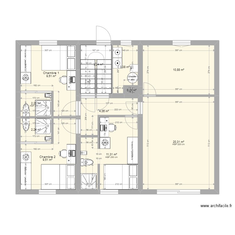 Maison Meaux - 3 niveaux - 10 chambres. Plan de 33 pièces et 238 m2