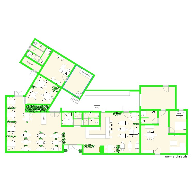 Plan restaurant avec sanitaire et douche decentré 1. Plan de 0 pièce et 0 m2