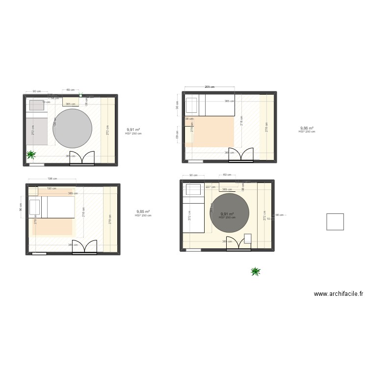 Hab. Aragó. Plan de 4 pièces et 40 m2