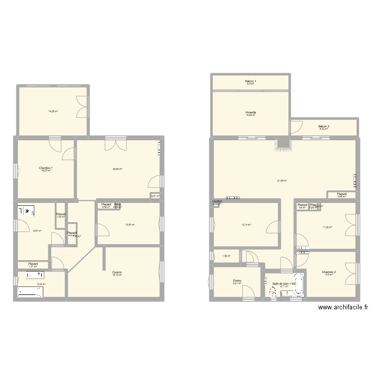 Carcès actuel sans meuble. Plan de 29 pièces et 217 m2