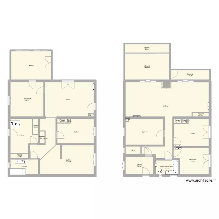 Carc&egrave;s actuel sans meuble. Plan de 